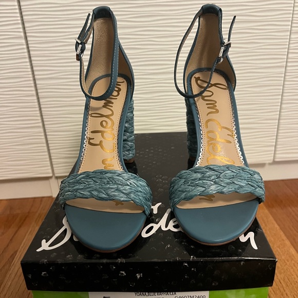 Sam Edelman Blue Yoana Rafia Sandals - Picture 3 of 7